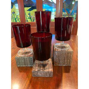 Arcoroc Ruby Red Stemmed Wine Goblets.